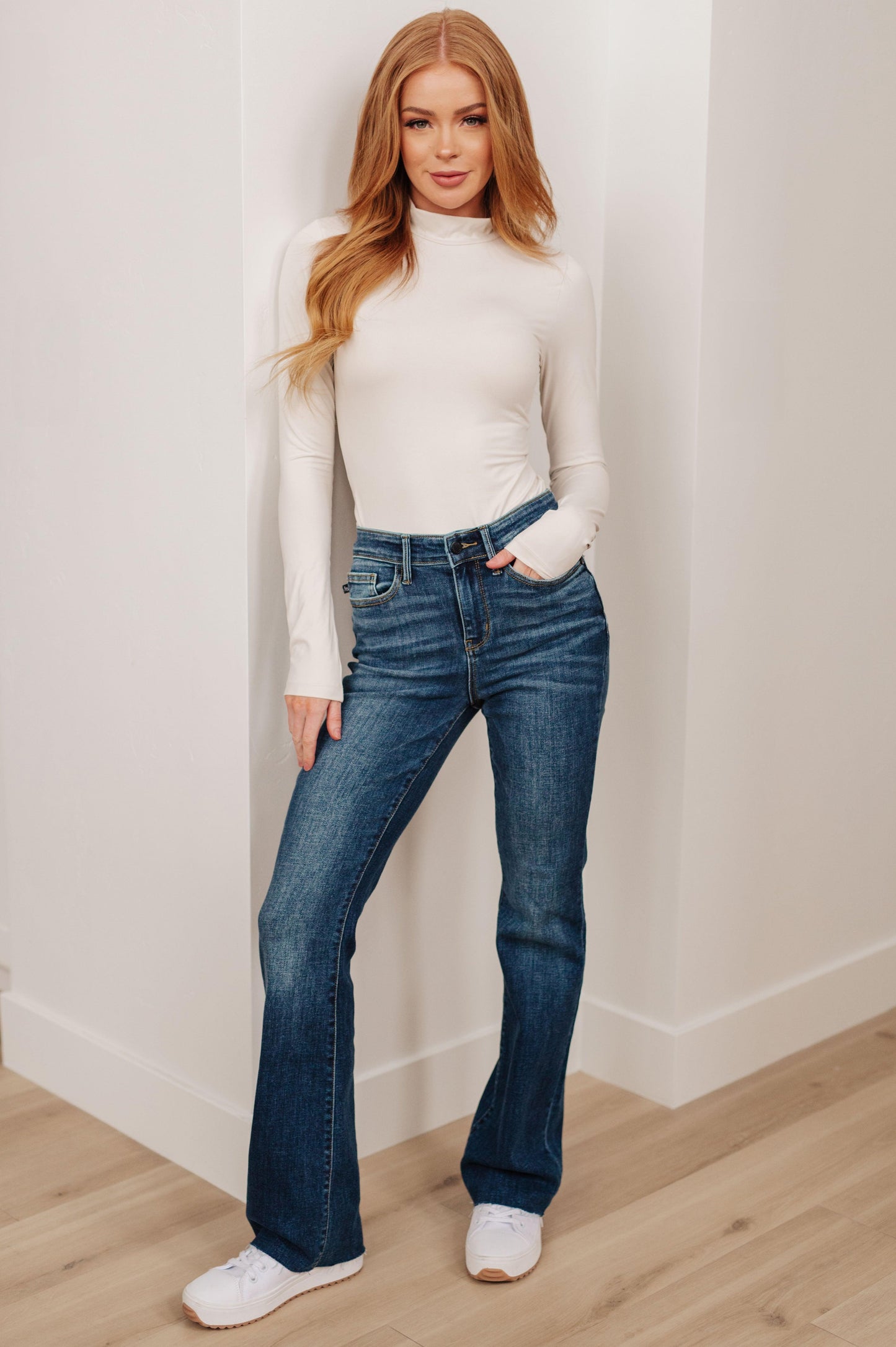 Josephine Mid Rise Raw Hem Bootcut Jeans - Simply Graced Mama