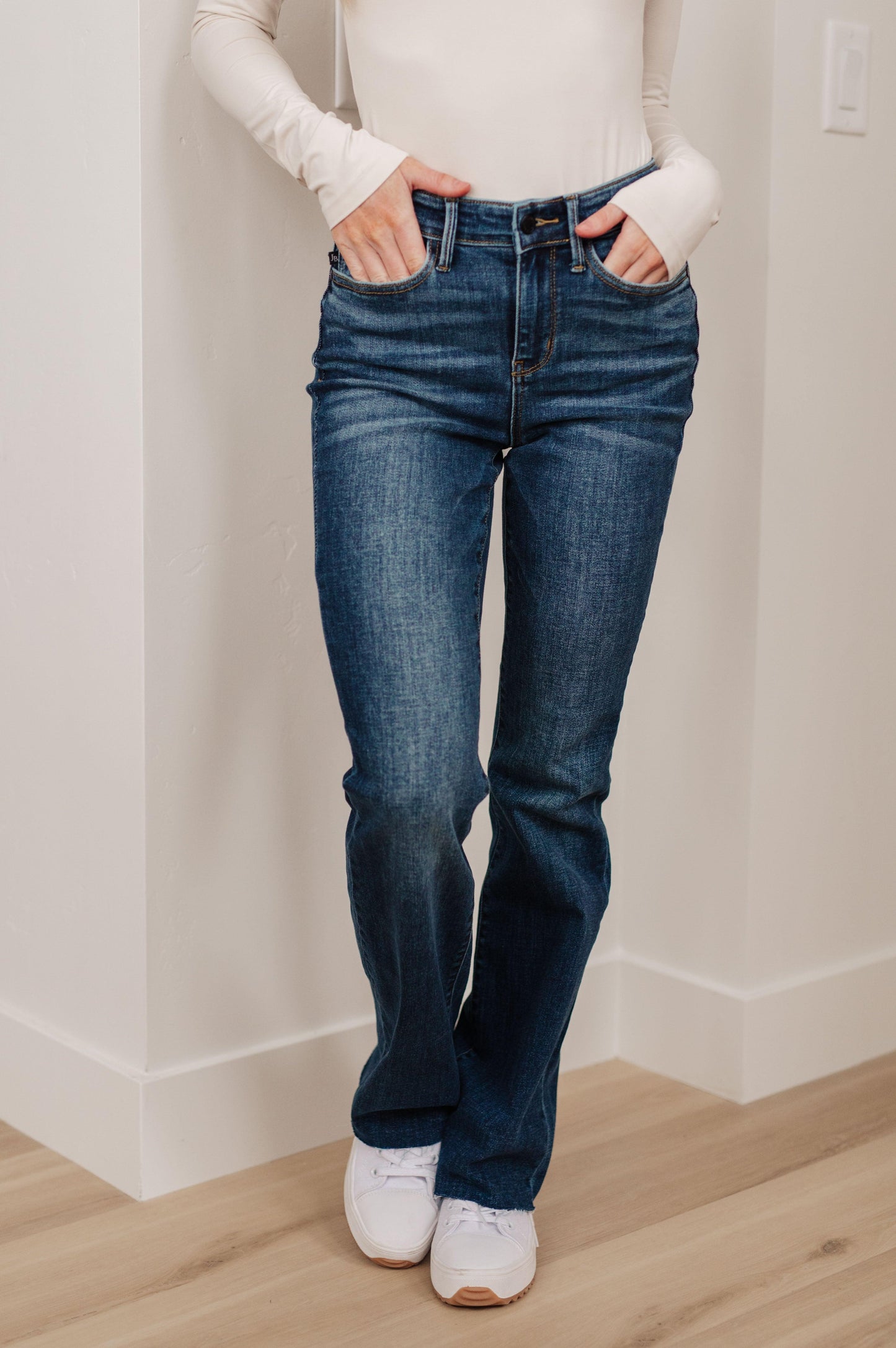 Josephine Mid Rise Raw Hem Bootcut Jeans - Simply Graced Mama