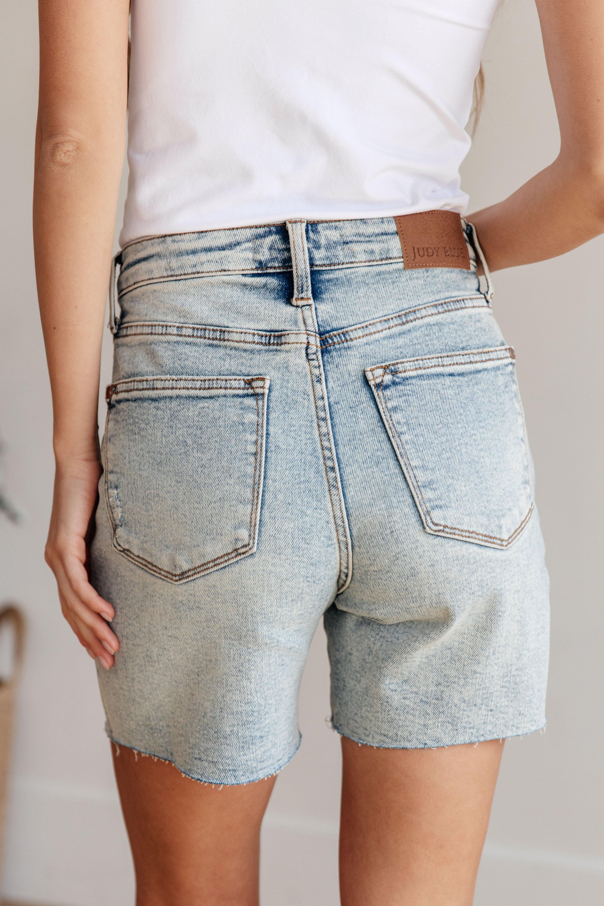 Cindy High Rise Mineral Wash Distressed Boyfriend Shorts - Simply Graced Mama