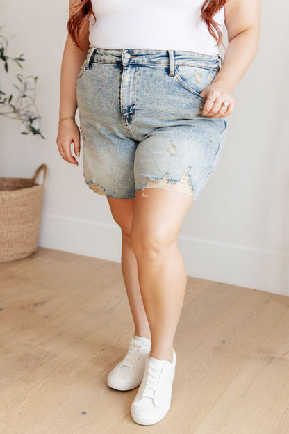 Cindy High Rise Mineral Wash Distressed Boyfriend Shorts - Simply Graced Mama