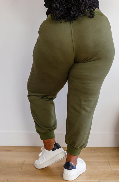 Kick Back Distressed Joggers in Olive - Simply Graced Mama