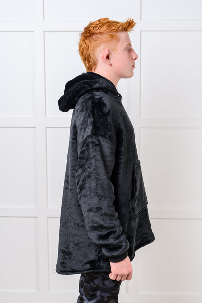 Kids Oversized Hoodie Blanket in Black - Simply Graced Mama