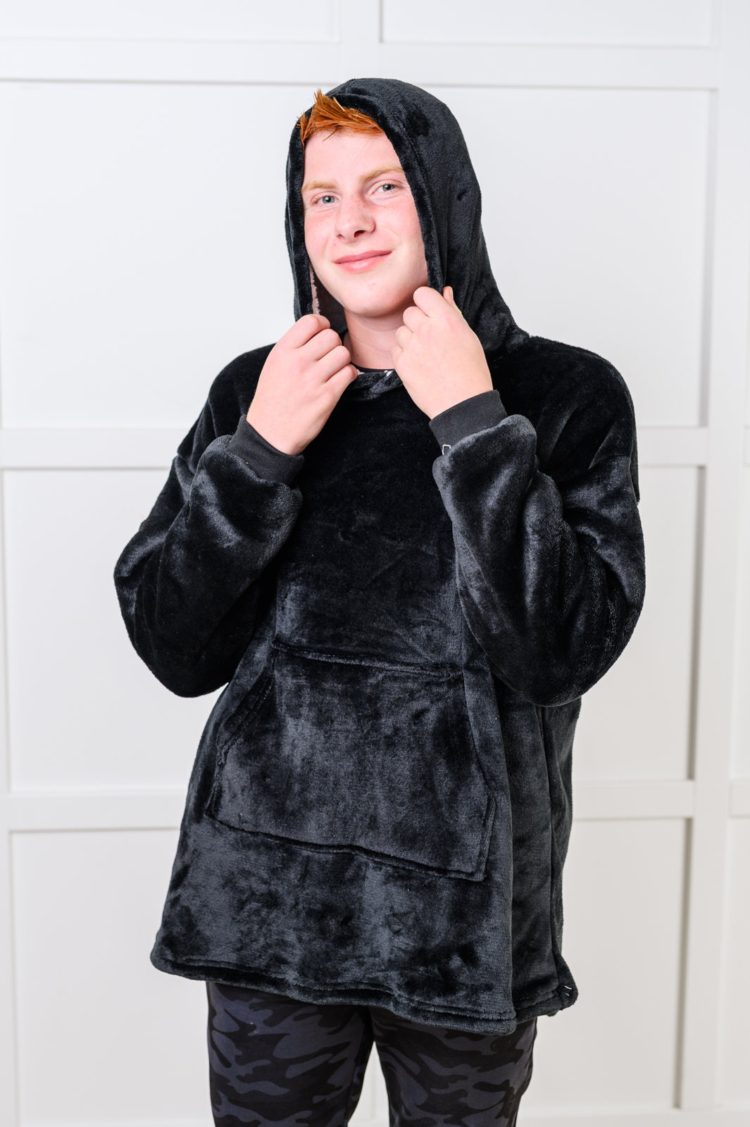 Kids Oversized Hoodie Blanket in Black - Simply Graced Mama