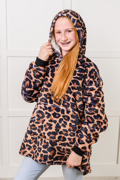 Kids Oversized Hoodie Blanket in Leopard - Simply Graced Mama