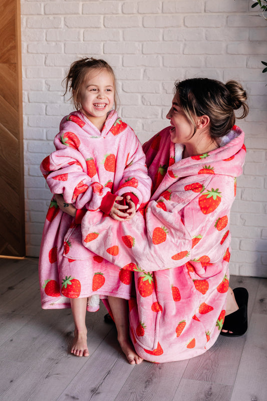 Kids Oversized Hoodie Blanket in Strawberry - Simply Graced Mama