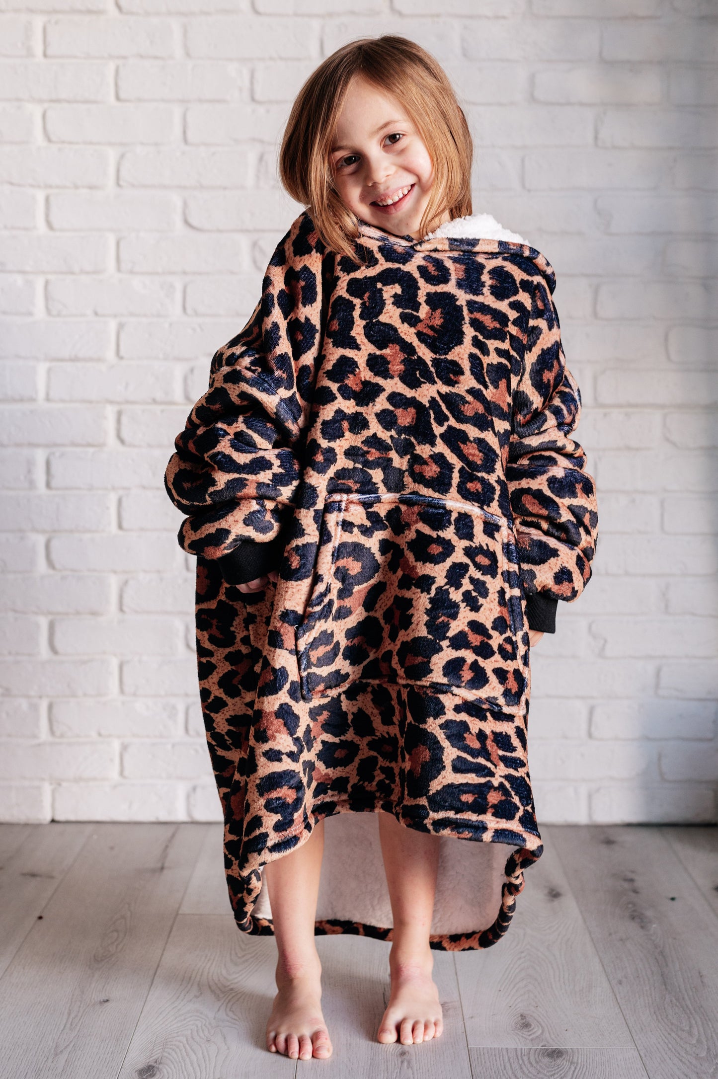 Kids Oversized Hoodie Blanket in Leopard - Simply Graced Mama