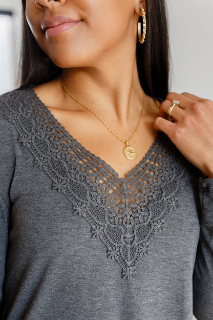 Lacey Long Sleeve V Neck In Gray - Simply Graced Mama