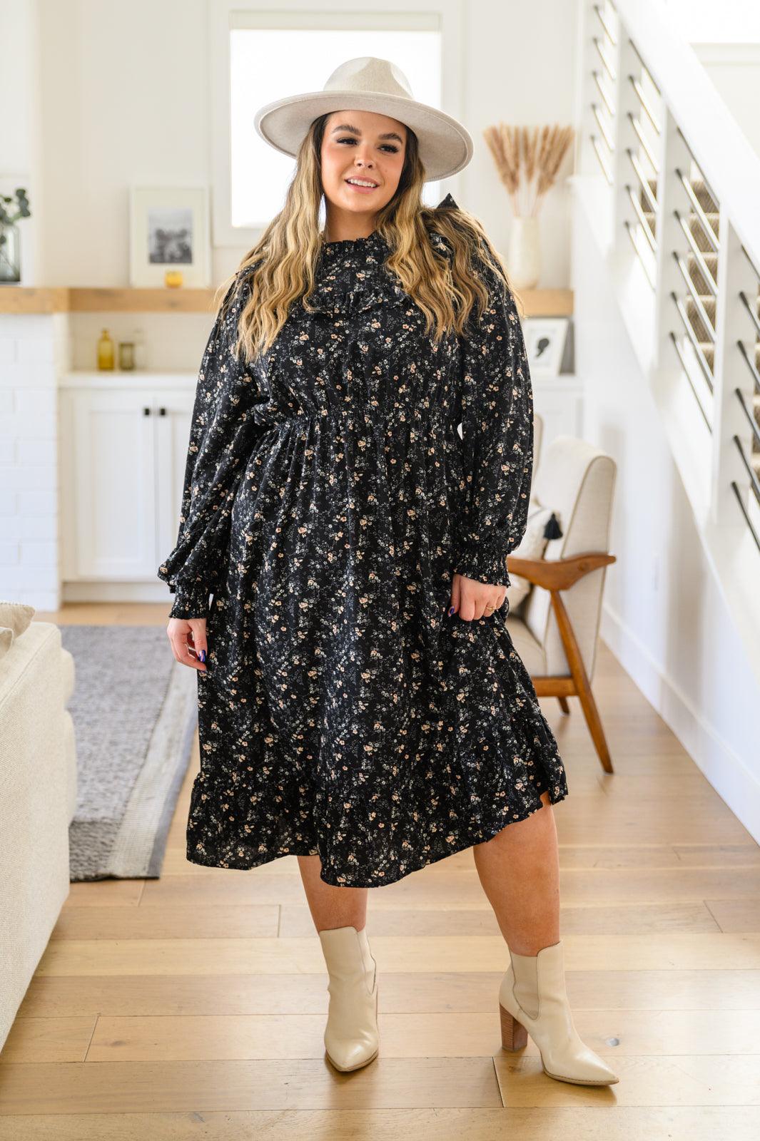 Larissa Long Sleeve Ruffle Hem Dress - Simply Graced Mama