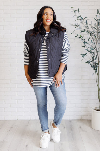 Layering Queen Quilted Puffer Vest in Black - Simply Graced Mama