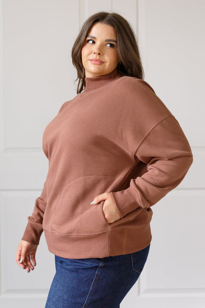 Make No Mistake Mock Neck Pullover in Cocoa - Simply Graced Mama