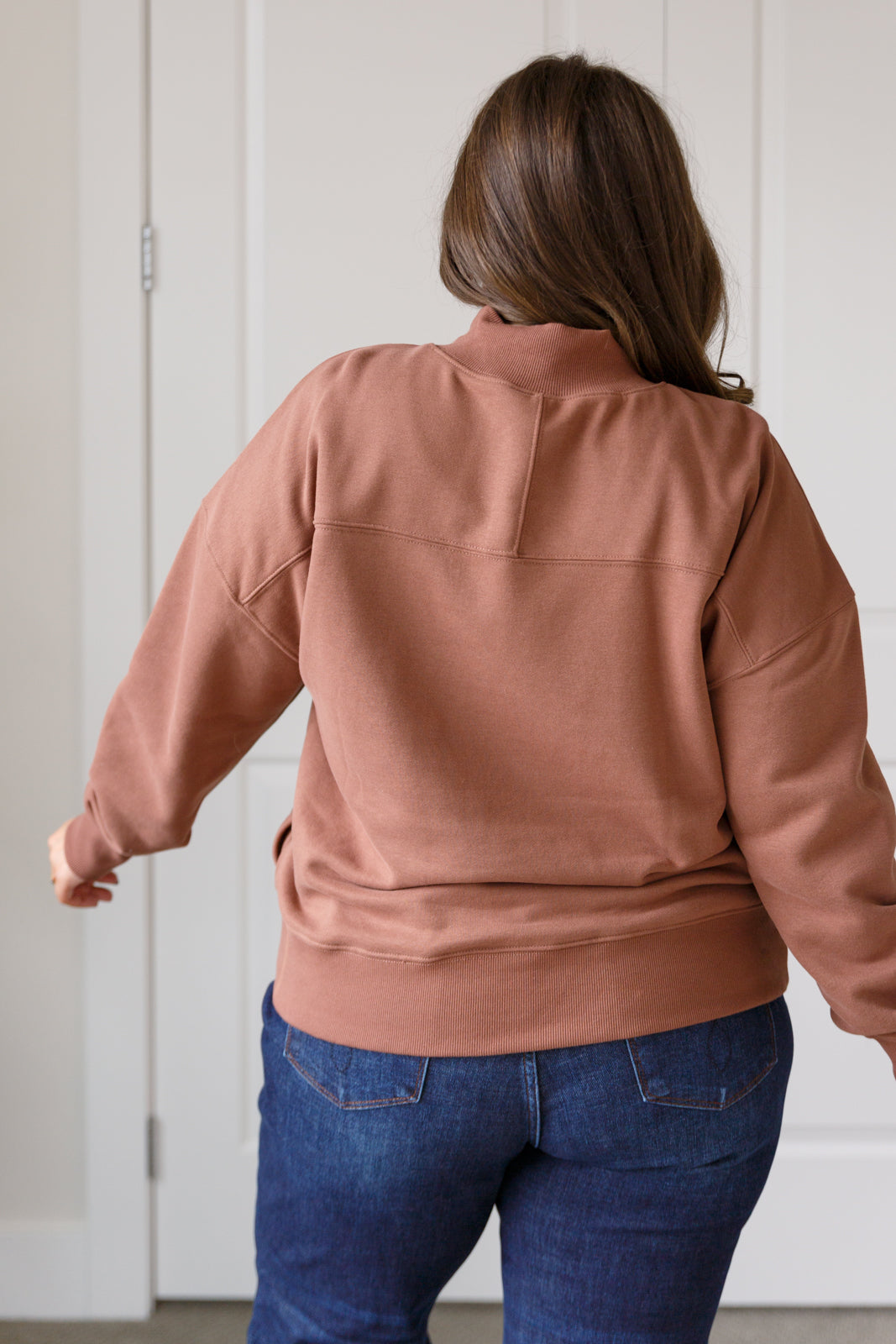 Make No Mistake Mock Neck Pullover in Cocoa - Simply Graced Mama