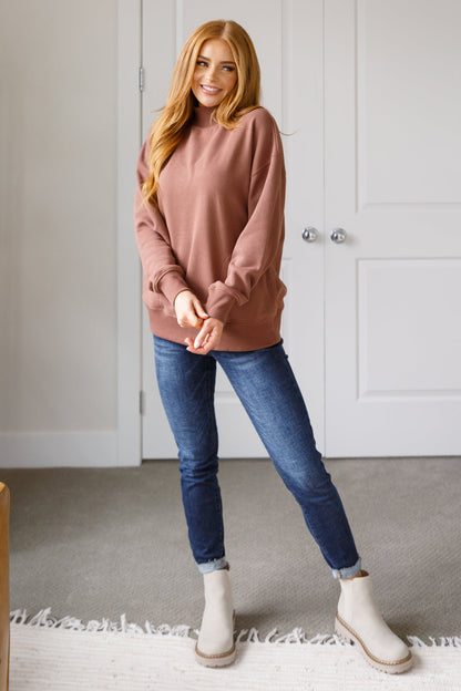 Make No Mistake Mock Neck Pullover in Cocoa - Simply Graced Mama