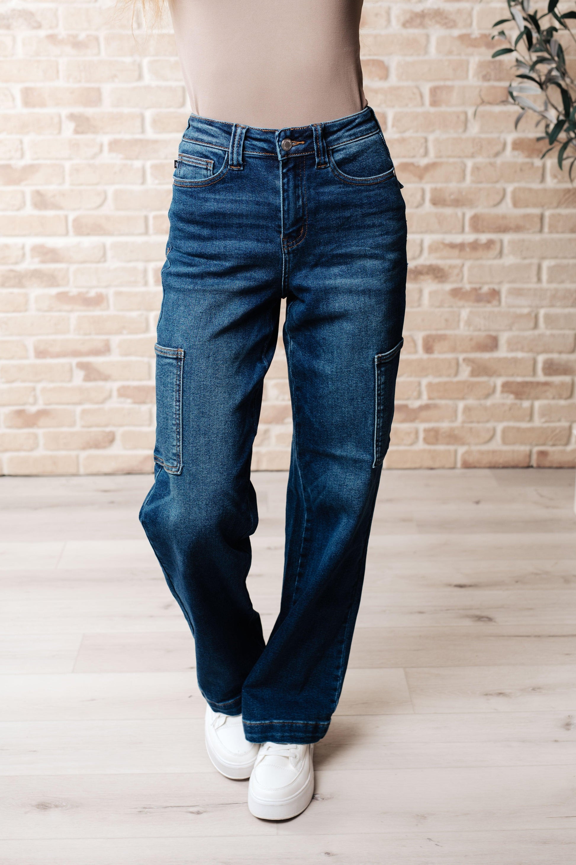 Leila High Rise Cargo Straight Jeans - Simply Graced Mama