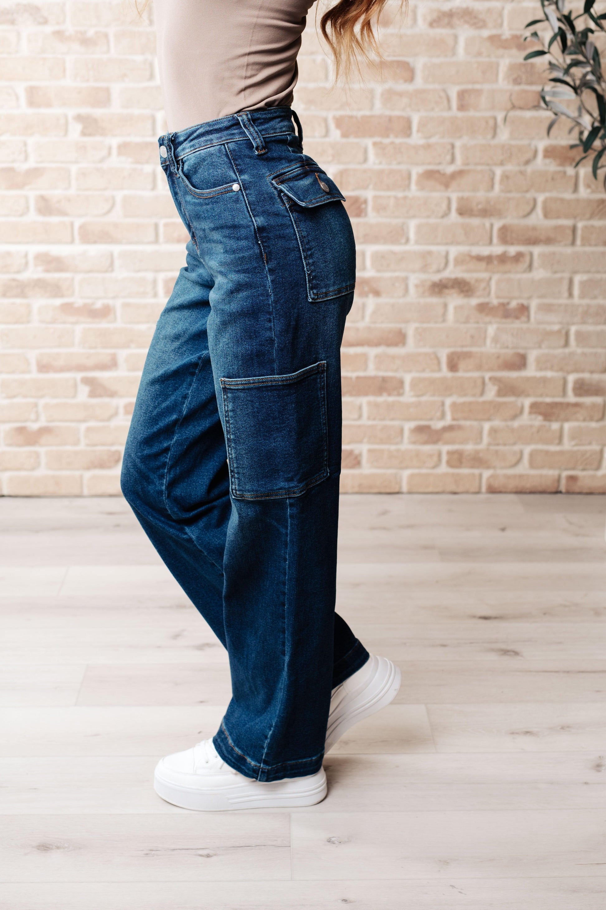 Leila High Rise Cargo Straight Jeans - Simply Graced Mama