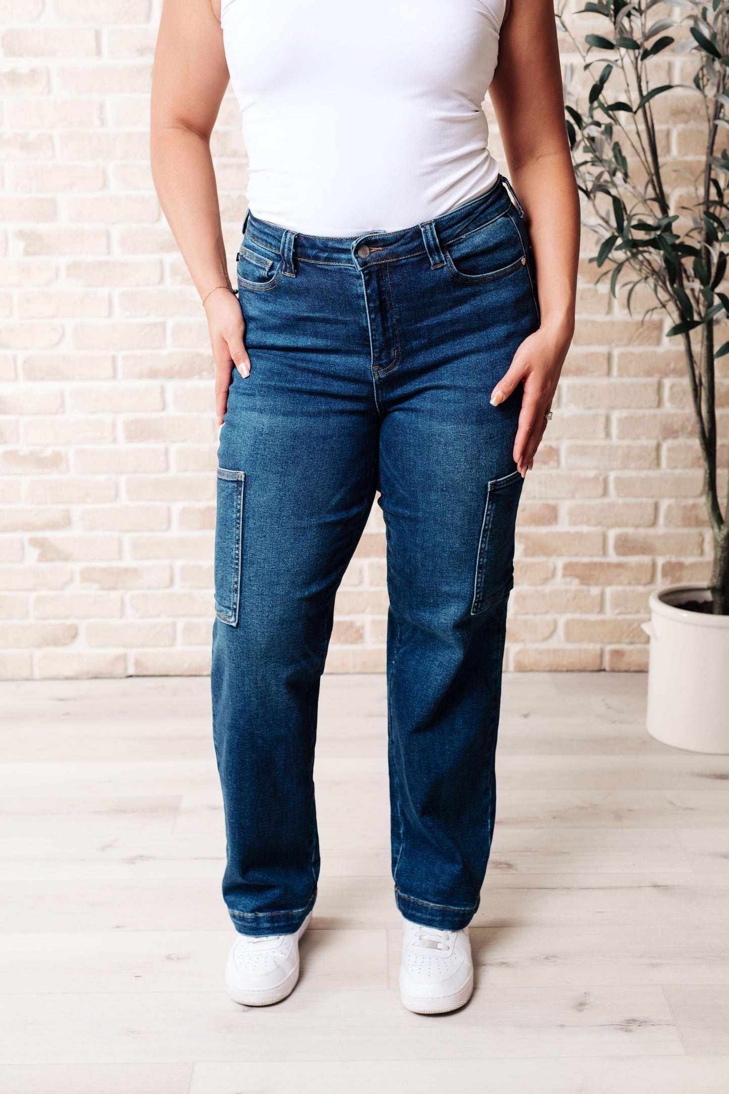 Leila High Rise Cargo Straight Jeans - Simply Graced Mama