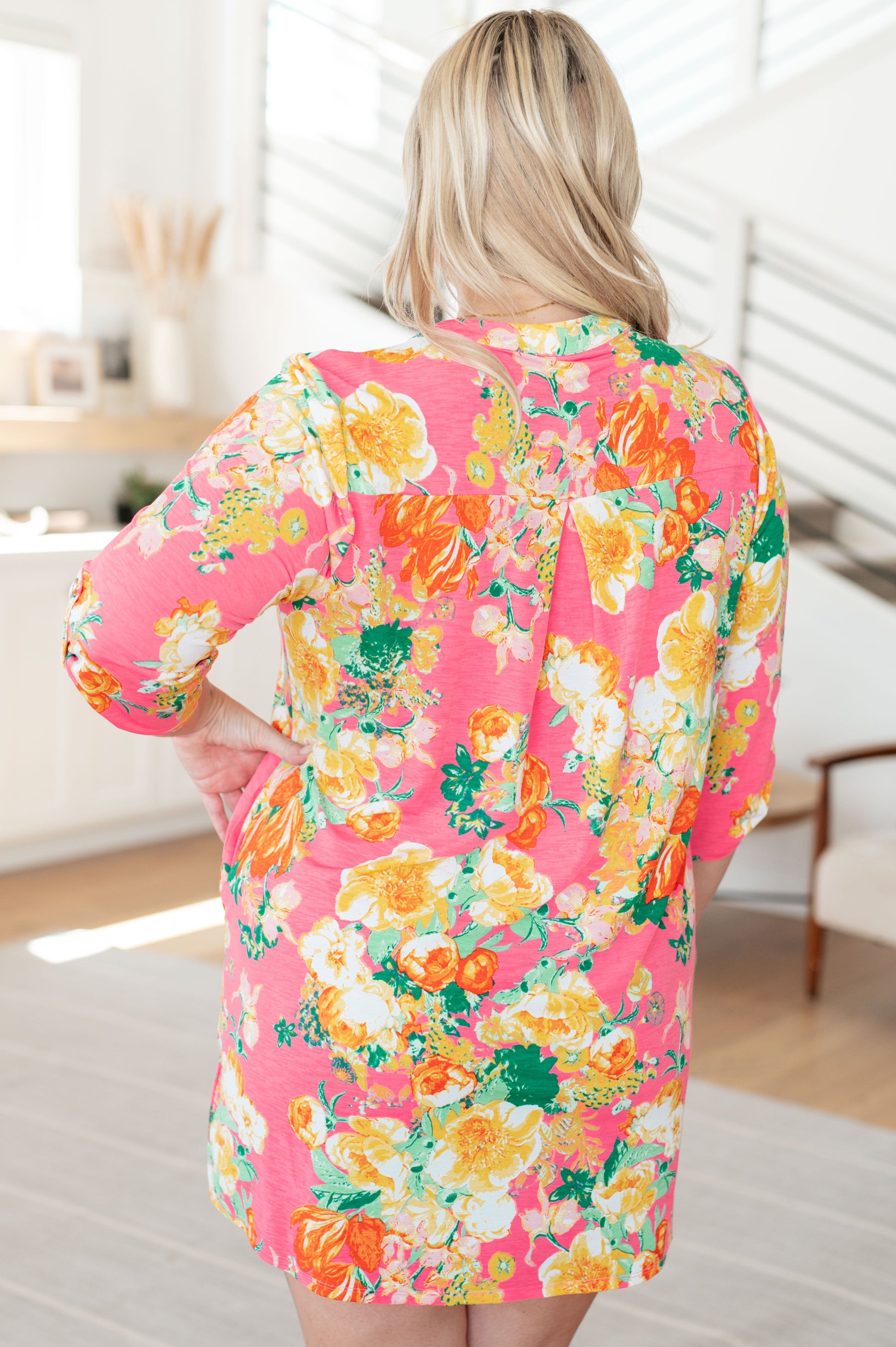 Lizzy Dress in Hot Pink and Yellow Floral - Simply Graced Mama