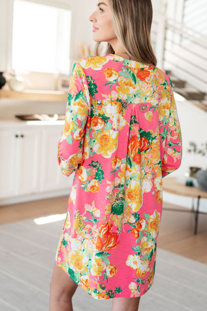 Lizzy Dress in Hot Pink and Yellow Floral - Simply Graced Mama