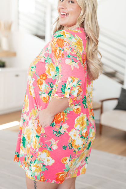 Lizzy Dress in Hot Pink and Yellow Floral - Simply Graced Mama