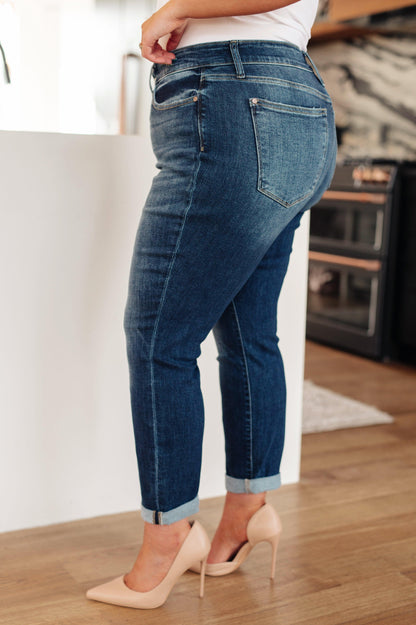 London Midrise Cuffed Boyfriend Jeans - Simply Graced Mama