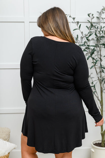 Long Sleeve Button Down Dress In Black - Simply Graced Mama