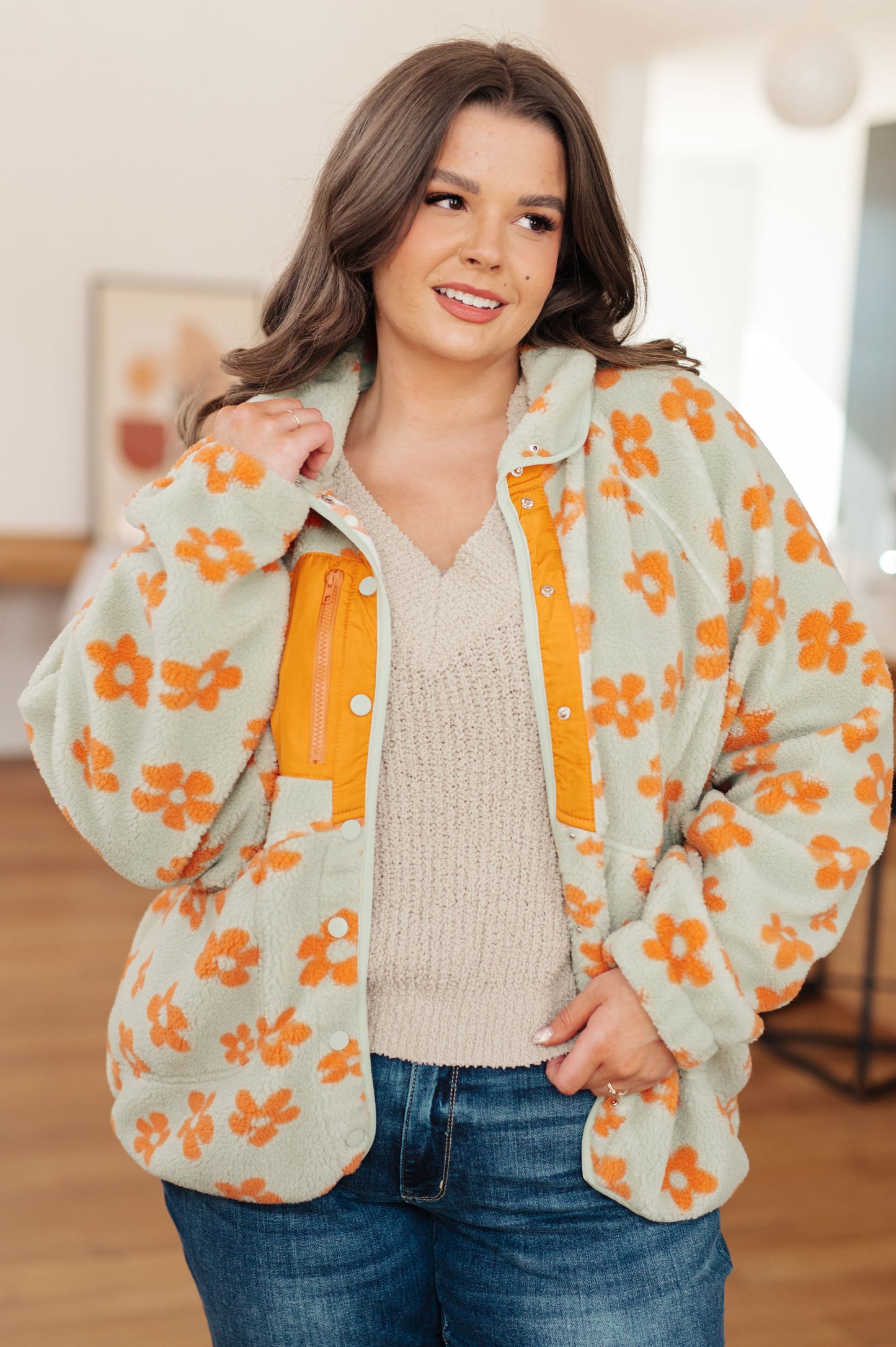 Love It Don't Leave It Floral Fleece Jacket - Simply Graced Mama