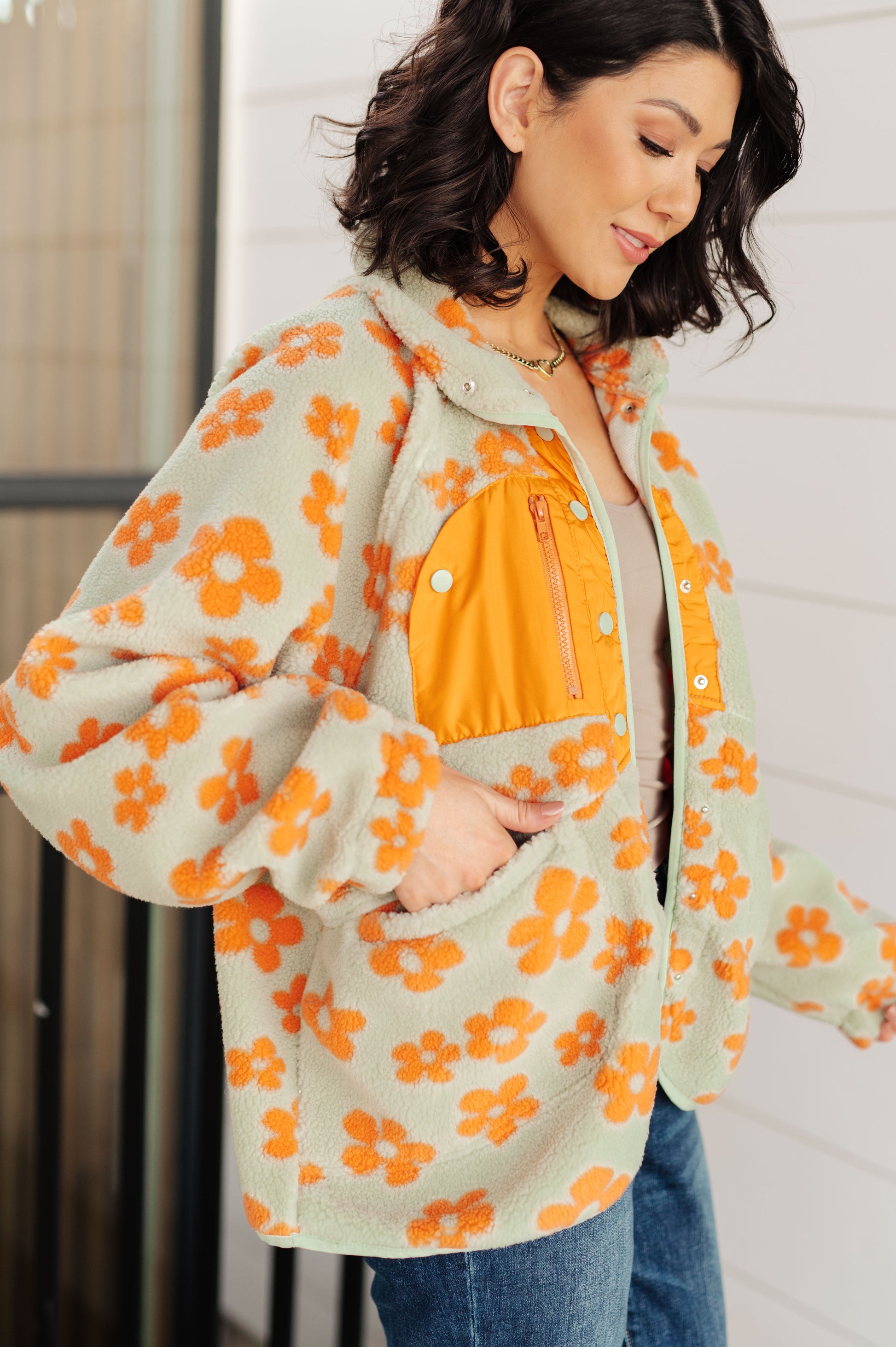 Love It Don't Leave It Floral Fleece Jacket - Simply Graced Mama