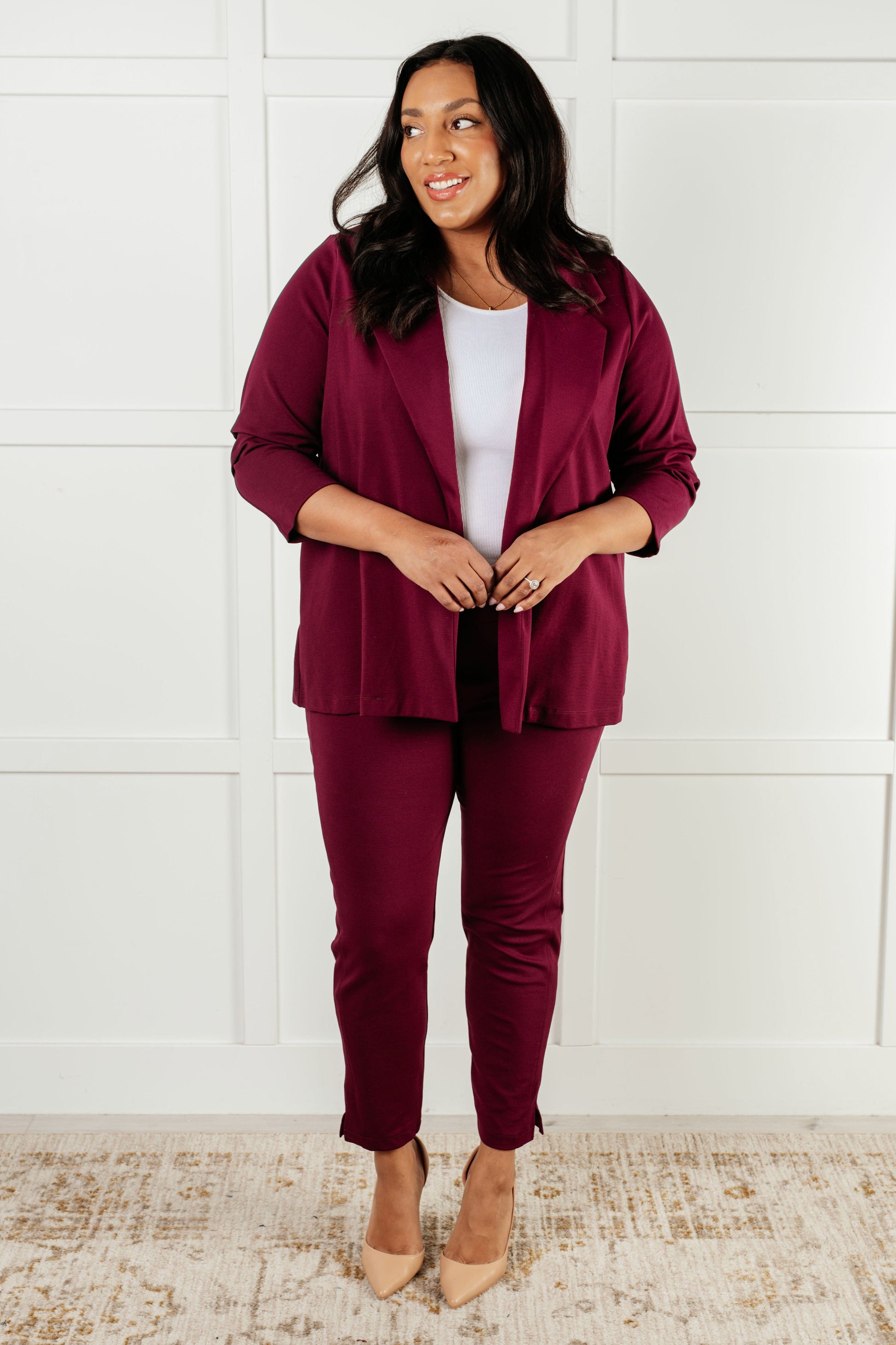 Magic 3/4 Blazer in Wine - Simply Graced Mama