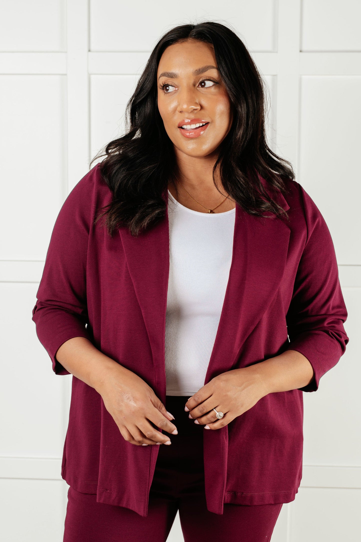 Magic 3/4 Blazer in Wine - Simply Graced Mama