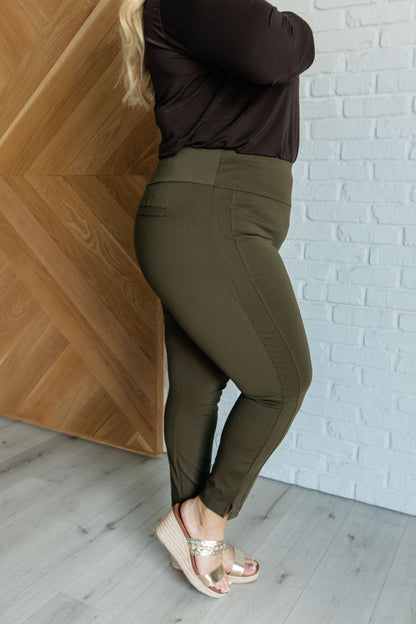 Magic Ankle Crop Skinny Pants in Olive - Simply Graced Mama