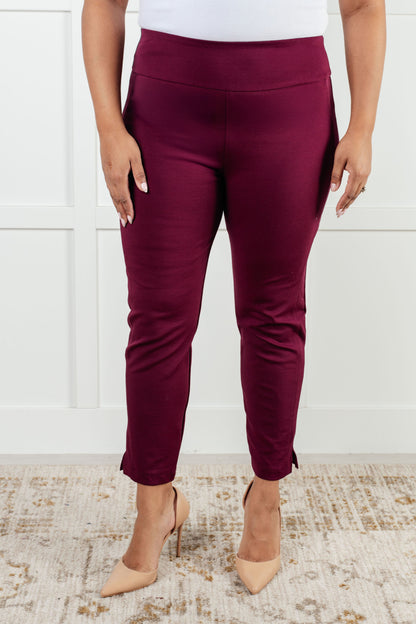 Magic Ankle Crop Skinny Pants in Wine - Simply Graced Mama