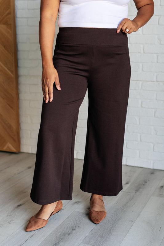 Magic Wide Leg Crop Pants in Chocolate - Simply Graced Mama