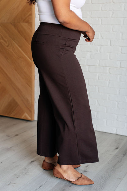 Magic Wide Leg Crop Pants in Chocolate - Simply Graced Mama