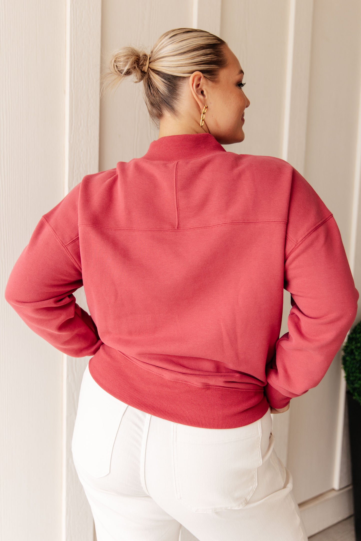 Make No Mistake Mock Neck Pullover in Cranberry - Simply Graced Mama