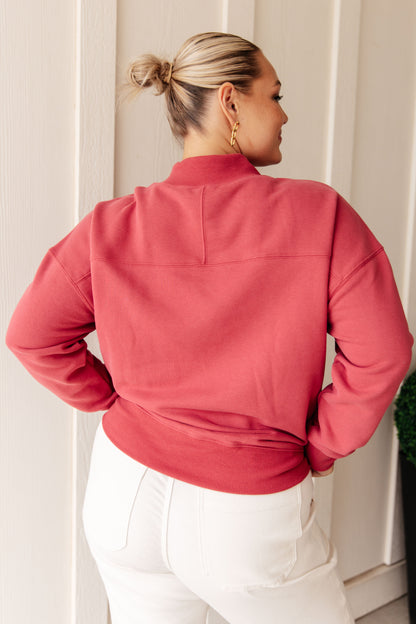 Make No Mistake Mock Neck Pullover in Cranberry - Simply Graced Mama