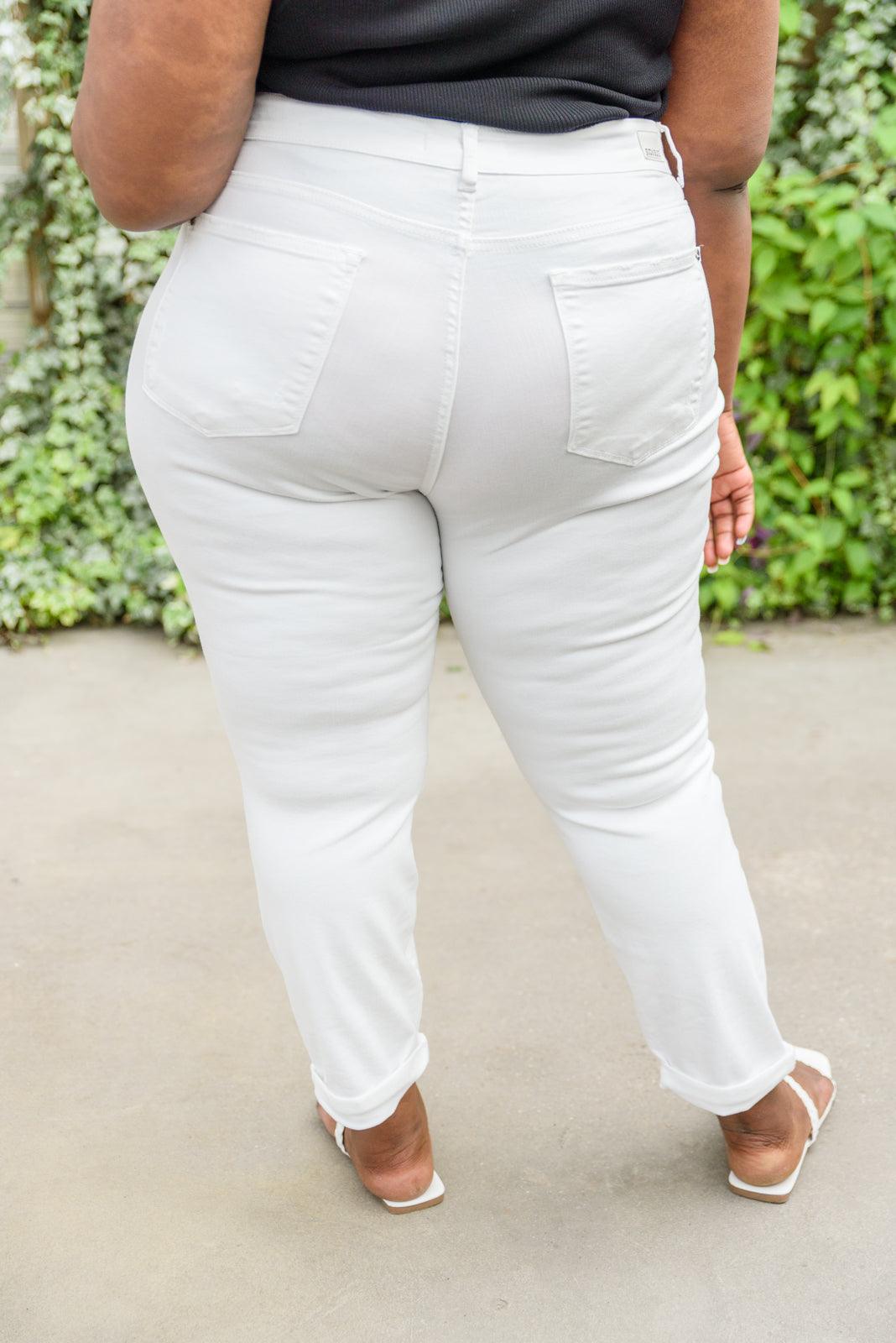 Mid-Rise Boyfriend Destroyed White Jeans - Simply Graced Mama