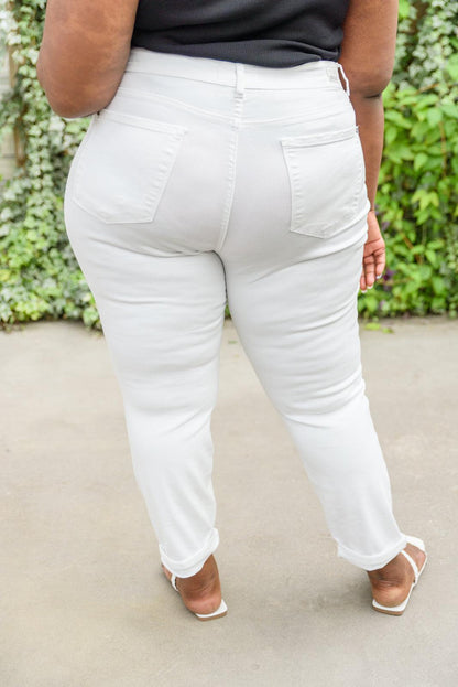 Mid-Rise Boyfriend Destroyed White Jeans - Simply Graced Mama