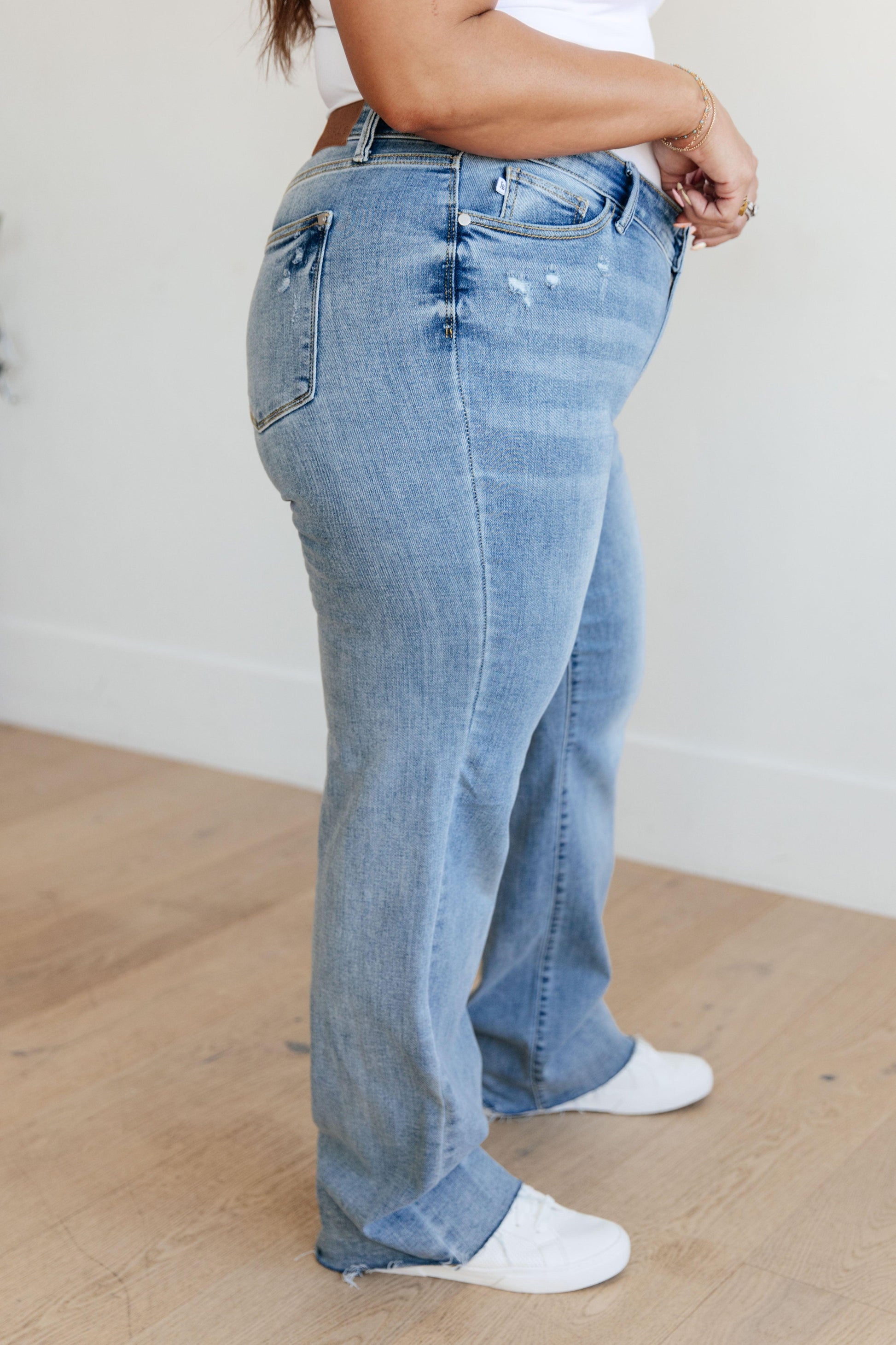 Mildred High Rise V Front Waistband Straight Jeans - Simply Graced Mama