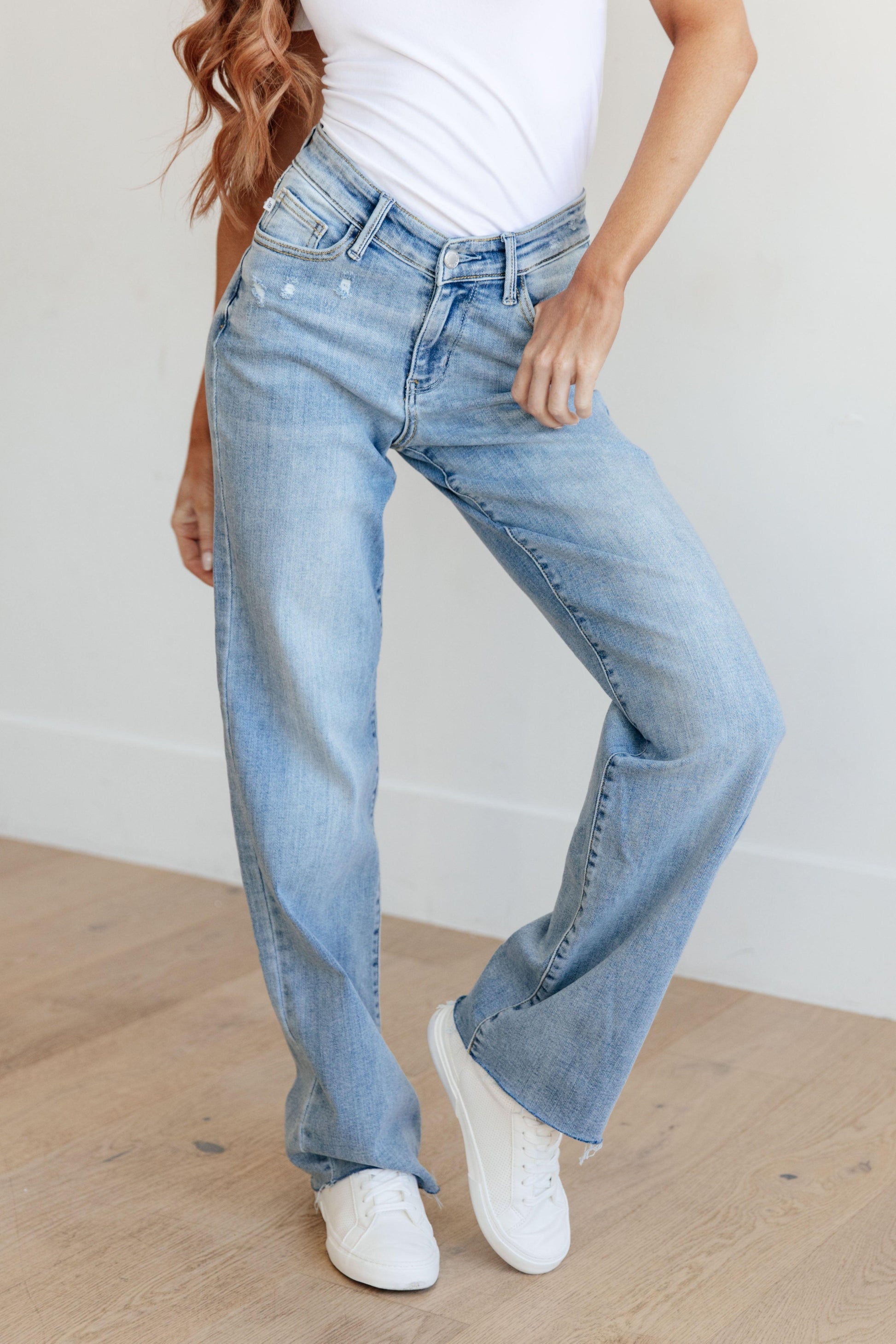 Mildred High Rise V Front Waistband Straight Jeans - Simply Graced Mama