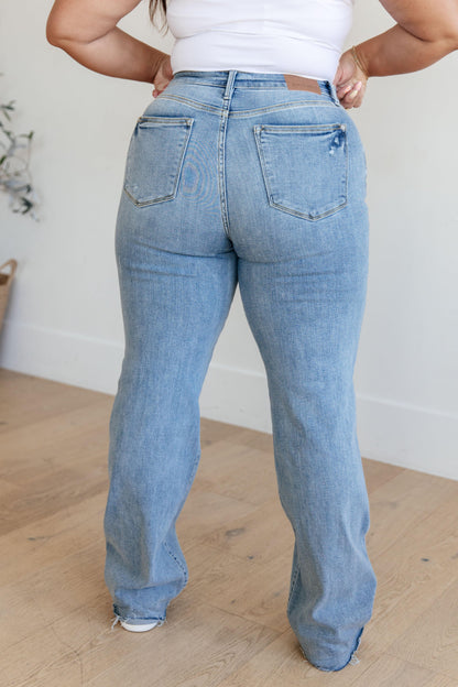 Mildred High Rise V Front Waistband Straight Jeans - Simply Graced Mama