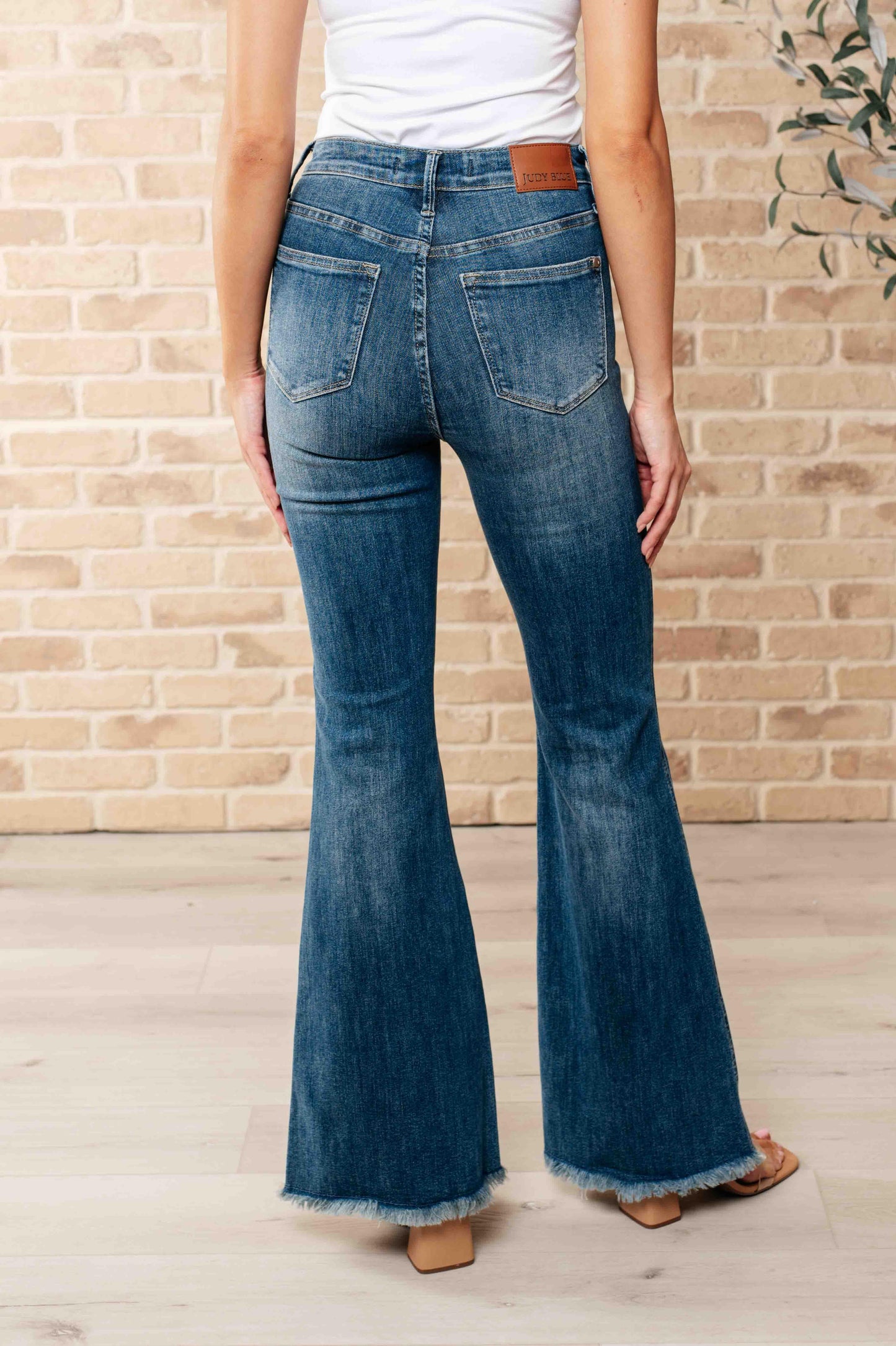 Miley High Waist Control Top Frayed Hem Flare Jeans - Simply Graced Mama