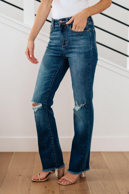 Morgan High Rise Distressed Straight Jeans - Simply Graced Mama