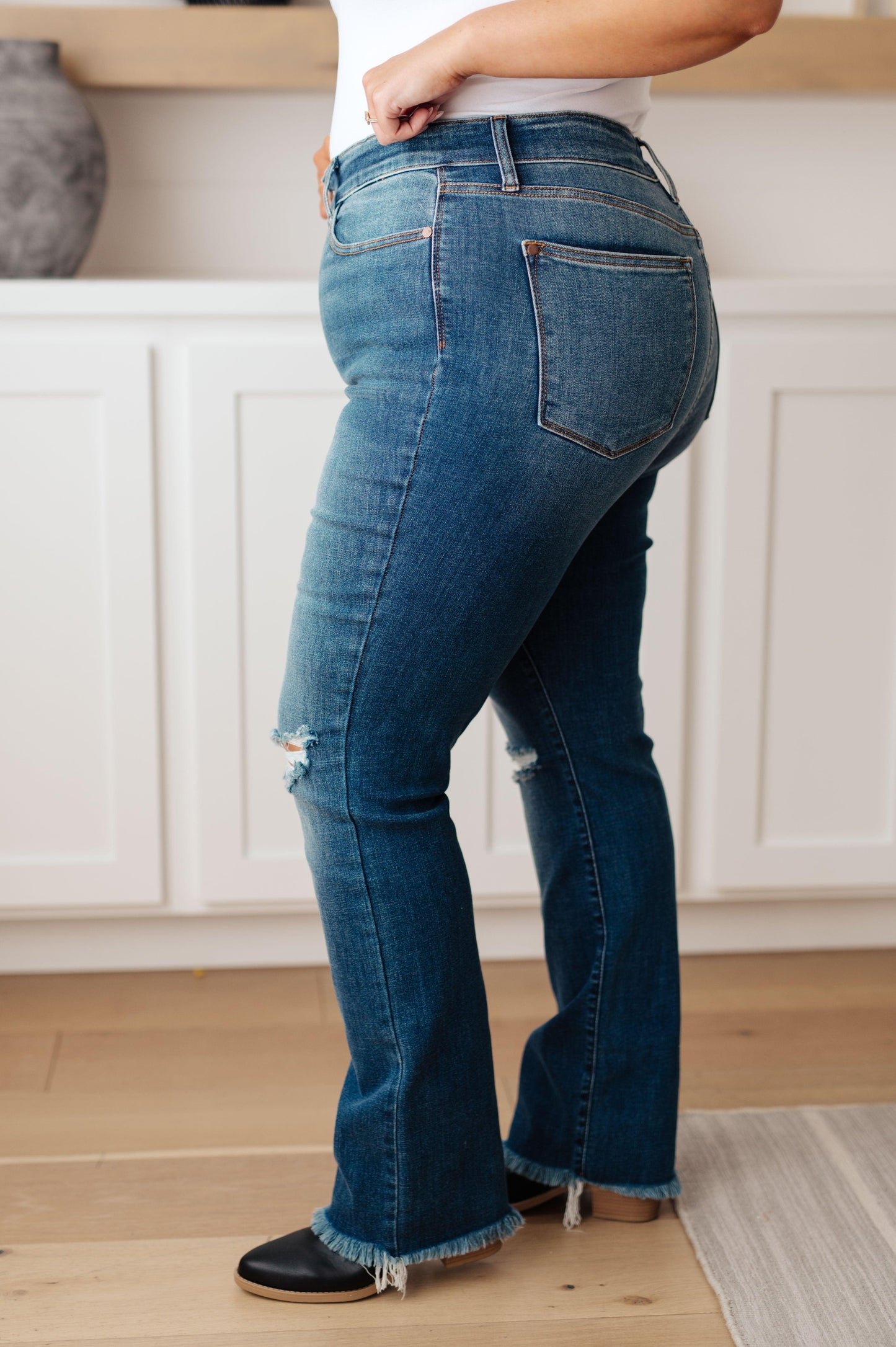 Morgan High Rise Distressed Straight Jeans - Simply Graced Mama