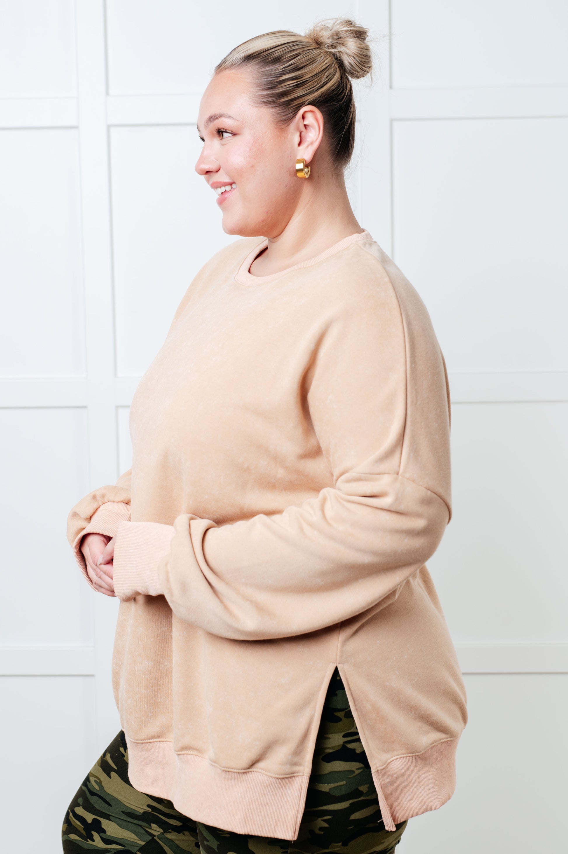 No Plain Jane Oversized Sweatshirt in Khaki - Simply Graced Mama