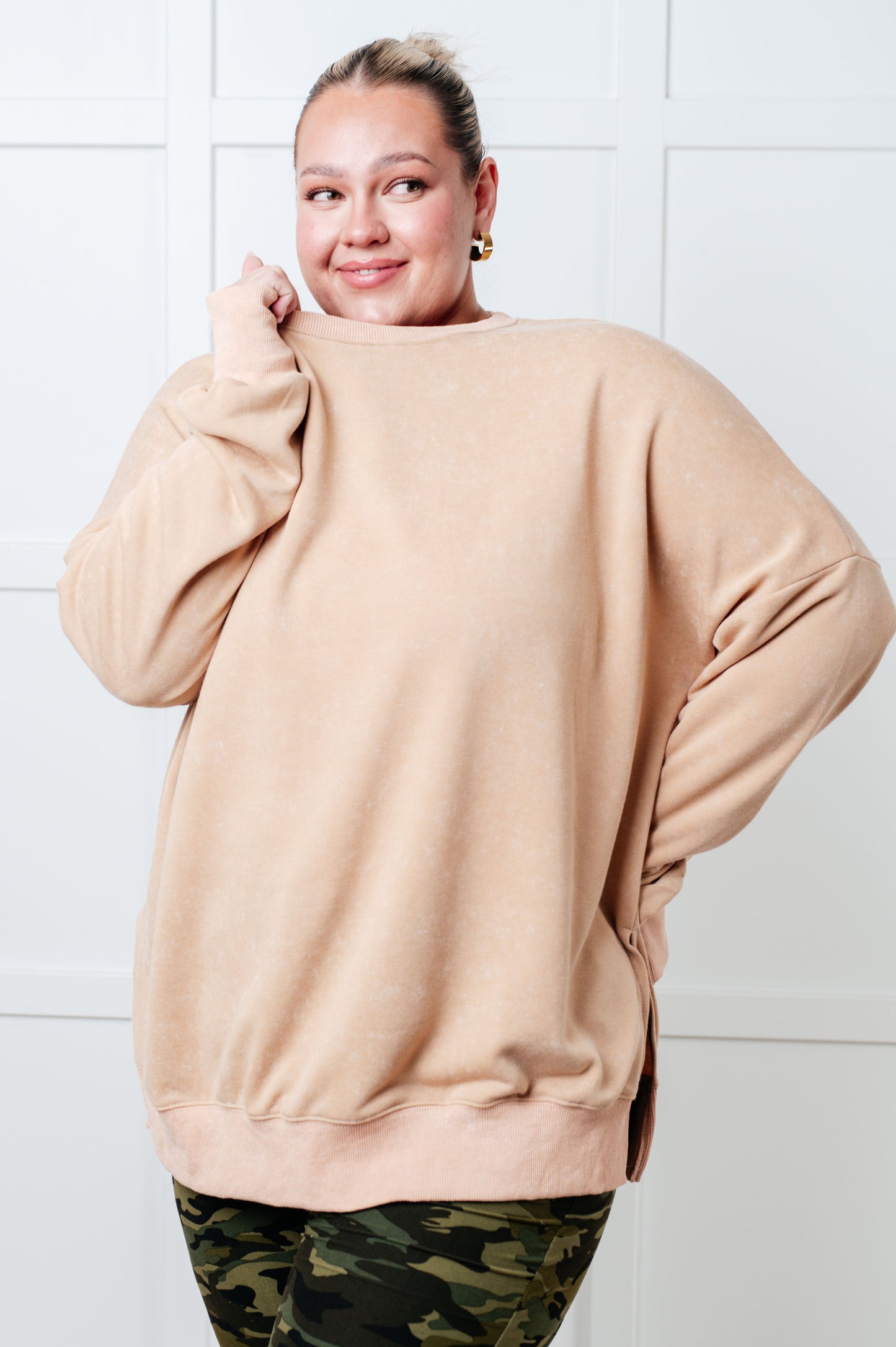 No Plain Jane Oversized Sweatshirt in Khaki - Simply Graced Mama