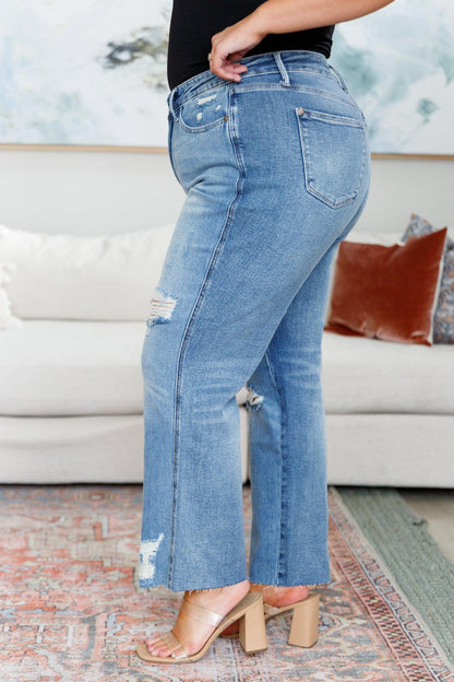 Nora High Rise Rigid Magic Destroy Slim Straight Jeans - Simply Graced Mama