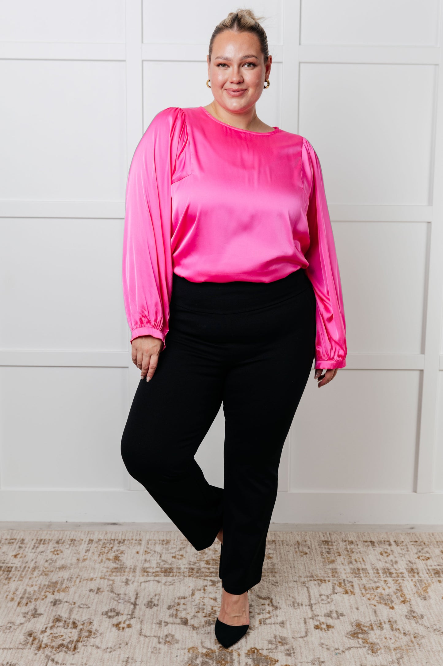 Not Exaggerating Satin Puff Sleeve Blouse - Simply Graced Mama