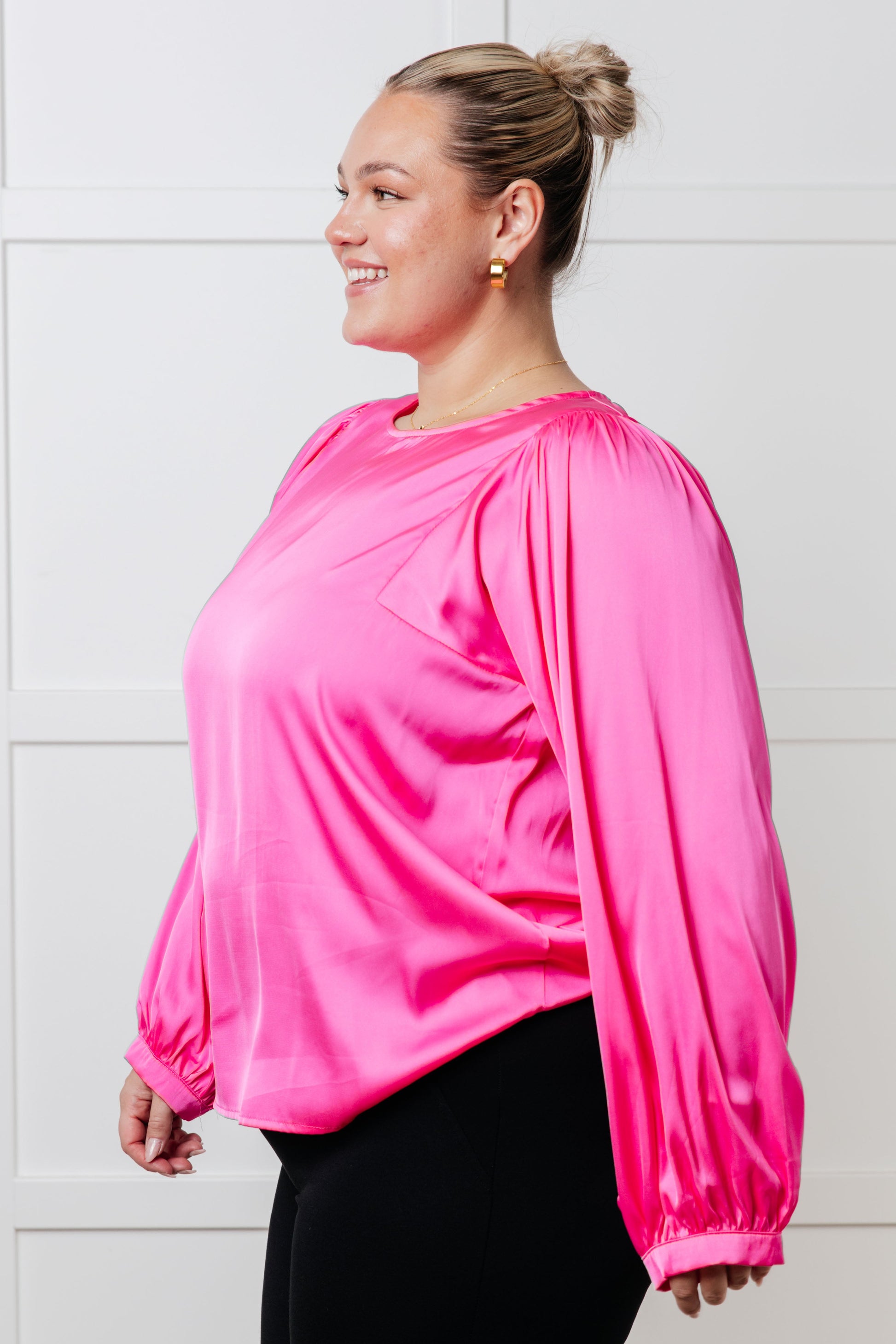 Not Exaggerating Satin Puff Sleeve Blouse - Simply Graced Mama