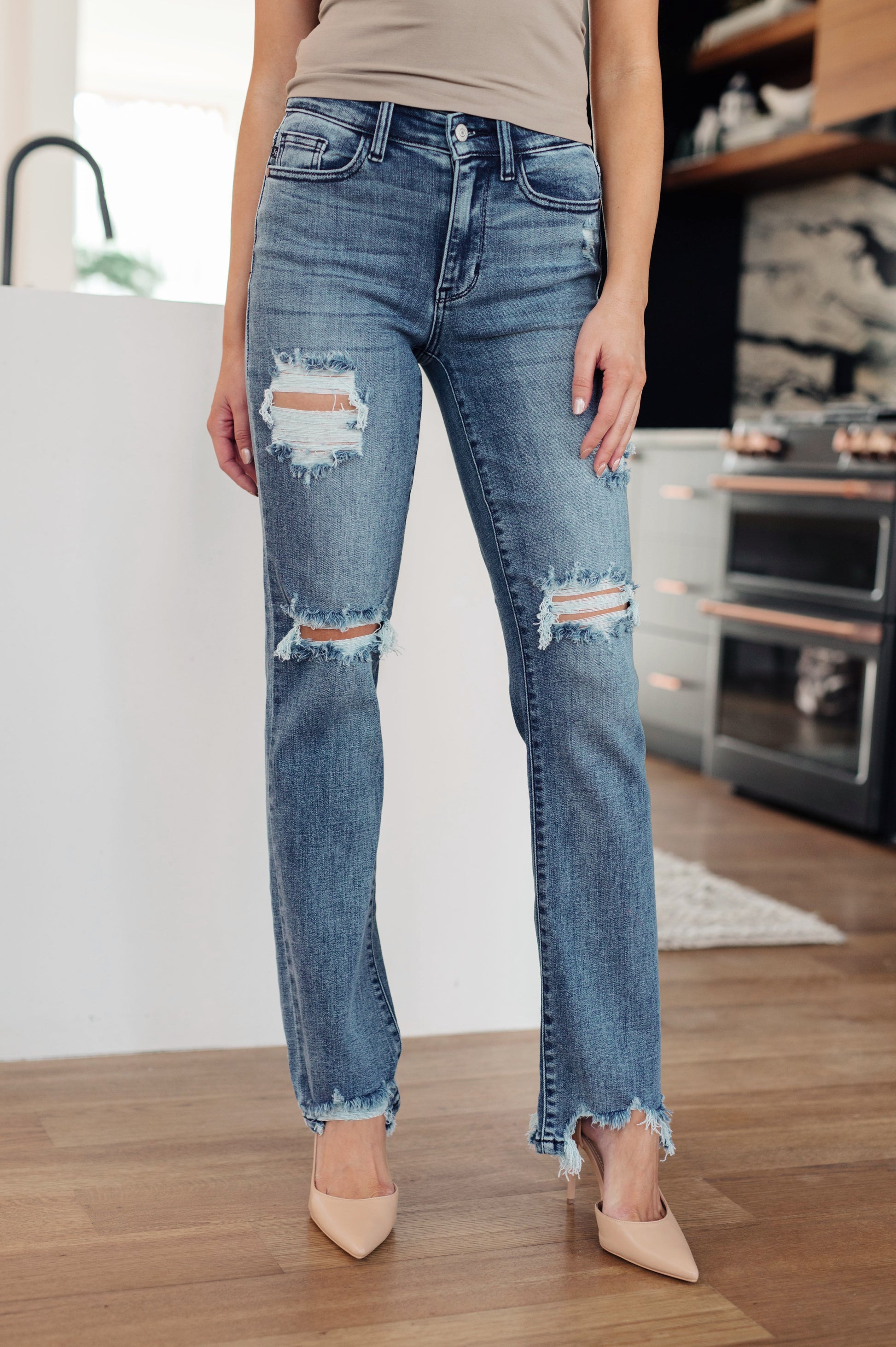 O'Hara Destroyed Straight Jeans - Simply Graced Mama