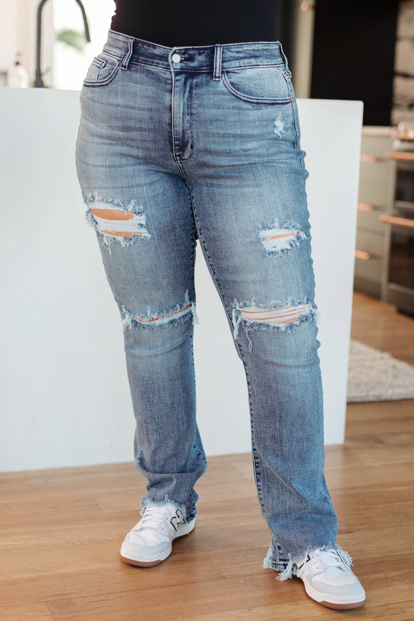 O'Hara Destroyed Straight Jeans - Simply Graced Mama