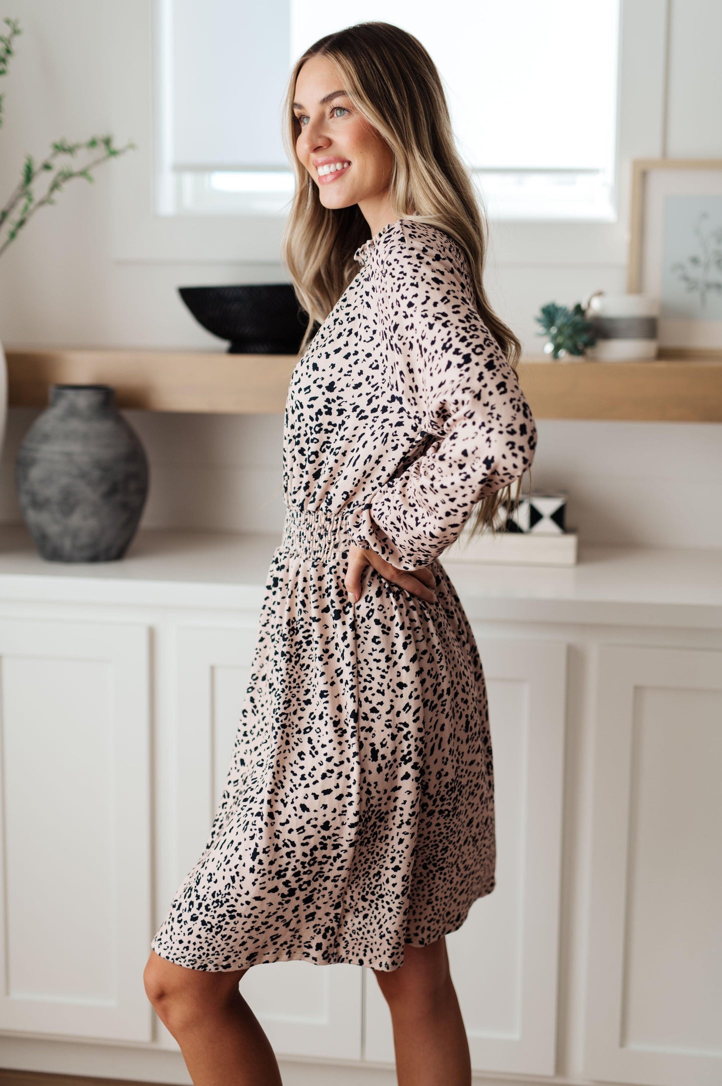 Ophelia Animal Print Shirred Waist Dress - Simply Graced Mama